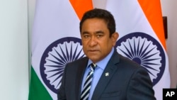 Le président des Maldives Abdulla Yameen Abdul Gayoom lors de sa visite à New Delhi en Inde, le 11 avril 2016.