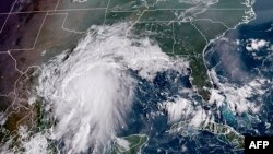 La imagen satleital uestra a la tormenta tropical Nicholas frente a las cosas de Texas, Estados Unidos, el 13 de septiembre de 2021.