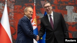 Poljski premijer Donald Tusk sastao se sa predsednikom Srbije Aleksandrom Vučićem u Beogradu (REUTERS/Marko Djurica)