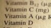 A list of vitamins highlighting vitamin D