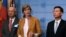 La embajadora de EE.UU. ante la ONU, Samantha Power (centro) habló con el embajador de Japón, Koro Bessho (izquierda) y con el embajador de Corea del Sur, Hahn Choong-hee (derecha) tras la reunión a puertas cerradas del Consejo de Seguridad de las Naciones Unidas, el martes, 6 de septiembre de 2016.