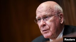 Thượng nghị sĩ Dân chủ Patrick Leahy, bang Vermont, chủ tọa phiên xử luận tội cựu Tổng thống Donald Trump vào ngày 9/2/2021. 