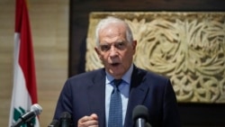 Kepala Kebijakan Luar Negeri Uni Eropa, Josep Borrell, menyampaikan pernyataan kepada awak media seusai bertemu dengan ketua parlemen Lebanon Nabih Berri, Beirut, Lebanon, pada 24 November 2024. (Foto: AP/Hassan Ammar)