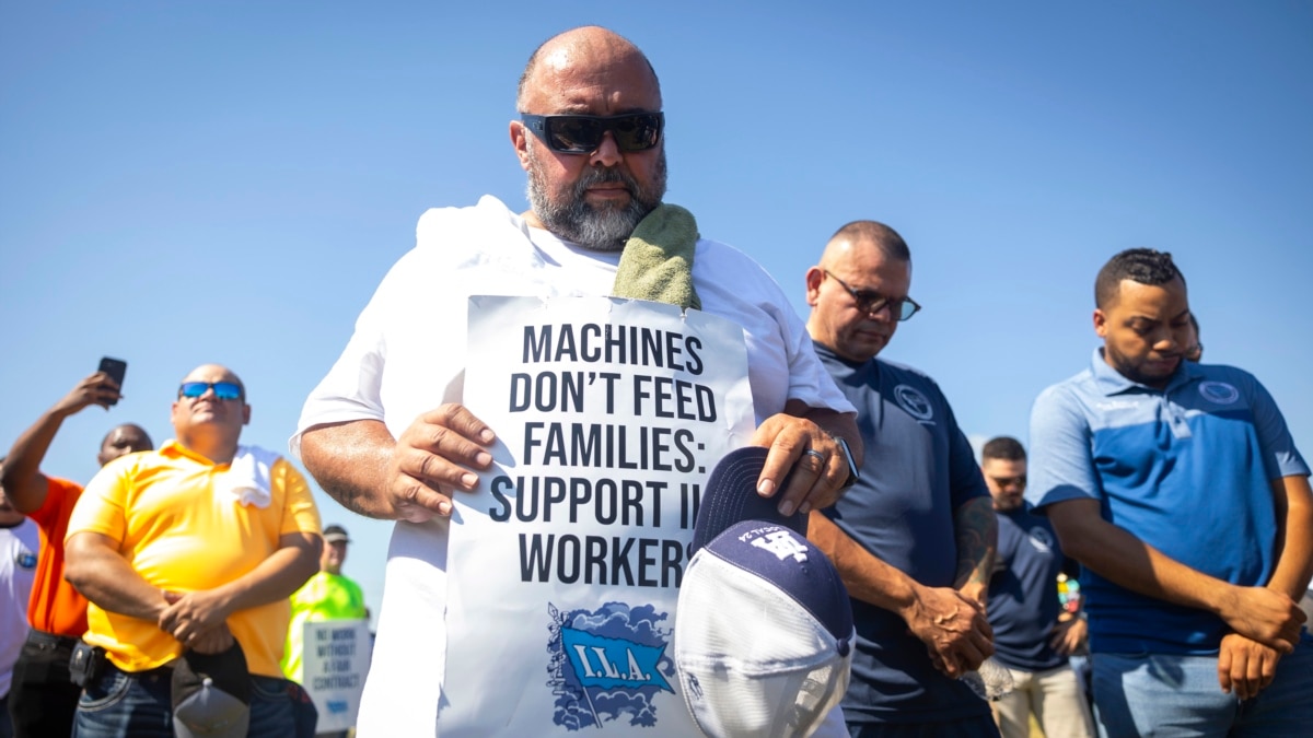 Dockworkers join other unions in trying to fend off automation, or minimize impact