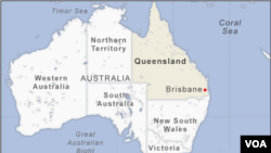 澳大利亚地图，昆士兰州位于东北方。