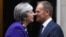 Britain's Prime Minister Theresa May greets European Council President Donald Tusk outside 10 Downing Street in London, March 1, 2018.