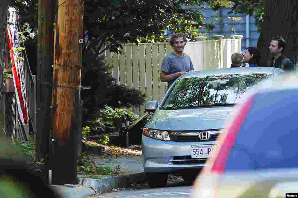 Peter Theo Curtis, who was released on Sunday, Aug. 24&nbsp; after spending two years as a captive of insurgents in Syria, stands outside his mother&#39;s home in Cambridge, Massachusetts, Aug. 27, 2014.