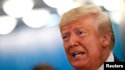 U.S. President Donald Trump speaks to reporters as he arrives for the 74th session of the United Nations General Assembly at U.N. headquarters in New York, Sept, 24, 2019.