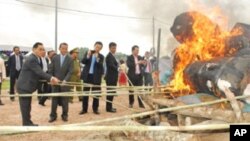 ນາຍົກລັດຖະມົນຕີລາວ ເຂົ້າຮ່ວມໃນການເຜົາຢາບ້າ