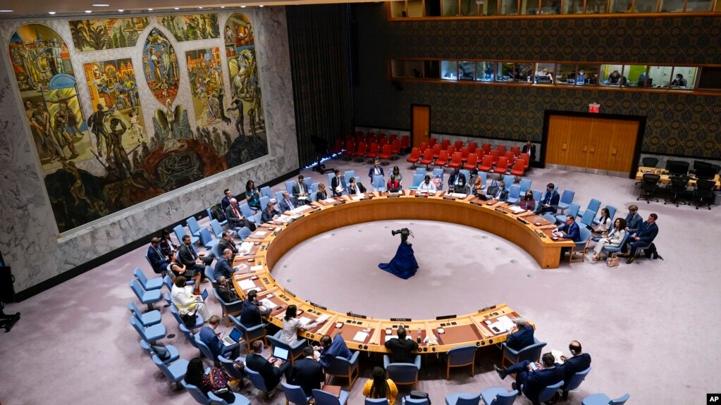 联合国安理会就国际和平安全面临的威胁召开会议。（2022年6月25日）(photo:VOA)