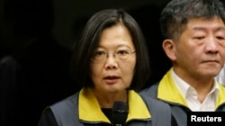 Taiwan President Tsai Ing-wen speaks about the coronavirus situation in Taiwan, during a news conference at the Centers for Disease Control in Taipei, Taiwan February 7, 2020.