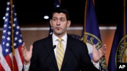 House Speaker Paul Ryan of Wis. speaks to reporters during a news conference on Capitol Hill in Washington, Thursday, April 27, 2017. (AP Photo/Manuel Balce Ceneta)