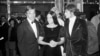 FILE - "Romeo and Juliette" movie director Franco Zeffirelli, left, actors Olivia Hussey, center, and Leonard Whiting are seen after the Parisian premiere of the film in Paris, Sept. 25, 1968. 