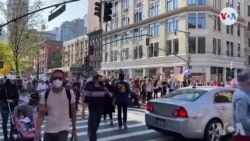 Reyaksyon nan Washington DC apre Pwojeksyon Kontaj Vòt yo bay Kandida Pati Demokrat la Joe Biden Venkè Eleksyon Prezidansyèl 3 Novanm nan