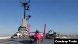 El USS Lexington escogió un avión de combate para apoyar a todos los que han luchado y a los que luchan contra el cáncer.