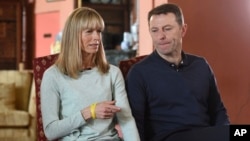 Kate and Gerry McCann, whose daughter Madeleine disappeared from a holiday flat in Portugal 10 years ago, talk during a BBC TV interview in Loughborough, England, April 28, 2017.