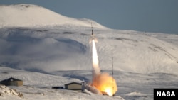 This image shows the Endurance rocket lifting off from the Ny-Ålesund launch center in Svalbard, Norway, on May 11, 2022. (Image Credit: NASA/Brian Bonsteel)