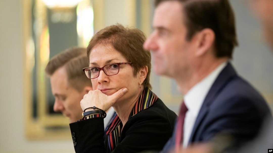 U.S. Ambassador to Ukraine Marie Yovanovitch attends a meeting with Ukrainian President Petro Poroshenko in Kyiv, Ukraine, March 6, 2019. Yovanovitch directed scathing criticism at the Ukrainian government, urging authorities to replace a senior anti-corruption official.