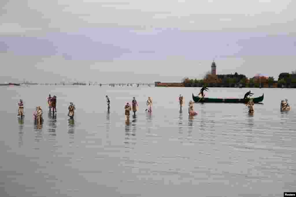 A nativity scene display designed by the local greengrocer Francesco Orazio is seen in Venice&#39;s lagoon by Burano island, Italy, Dec. 4, 2021.