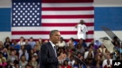 President Barack Obama speaks at Cuyahoga Community College, Thursday, June 14, 2012, in Cleveland.