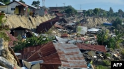 Des maisons endommagées à Palu, dans l'État de Sulawesi, en Indonésie, le 1er octobre 2018. 