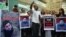 Pakistani demonstrators take part in a protest the killing of journalism student Mashal Khan in Karachi on April 22, 2017.