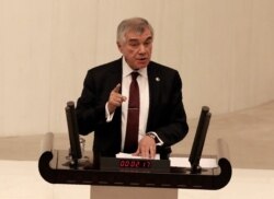 Unal Cevikoz, a lawmaker of the main opposition Republican People's Party, speaks in Ankara, Turkey, Jan. 2, 2020.
