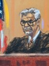 In this courtroom sketch from March 25, 2024, Judge Juan Merchan presides during a hearing about the trial of Donald Trump over charges that he falsified business records to conceal money paid to silence porn star Stormy Daniels in 2016, in Manhattan state court in New York.