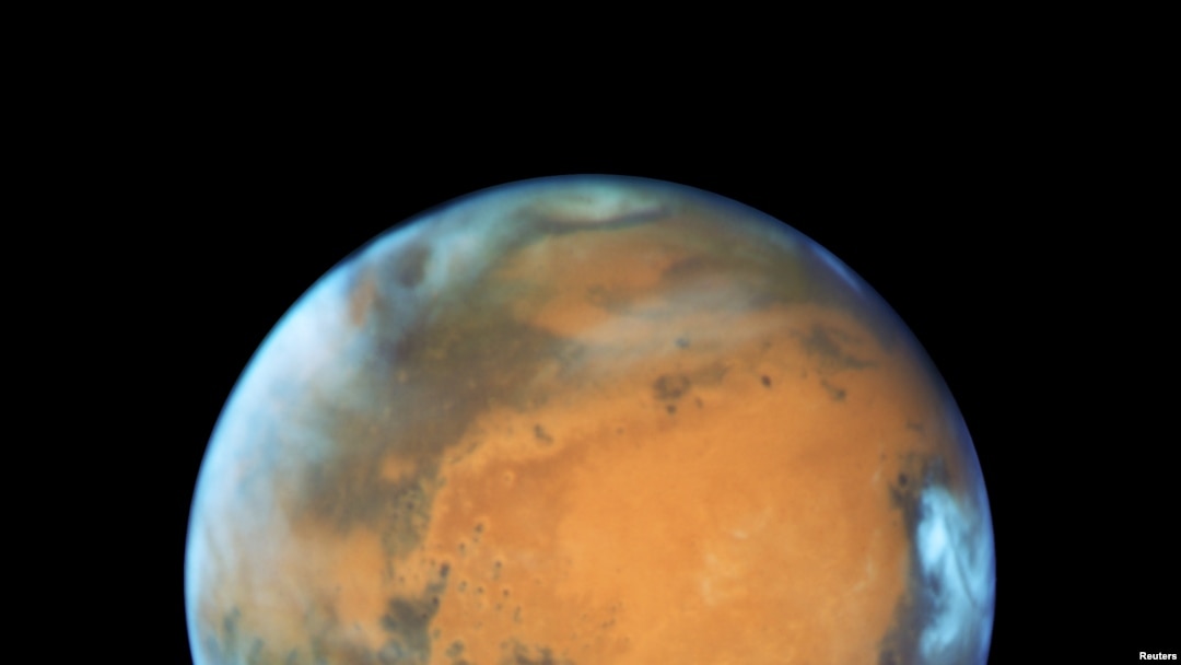 The planet Mars is shown May 12, 2016 in this NASA Hubble Space Telescope view when it was 50 million miles from Earth. 