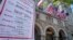 Emergency no parking signs are posted in front of the Trump International Hotel in Washington, June 28, 2017. 