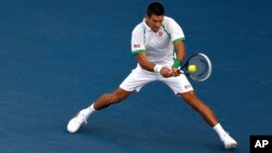 Novak Djokovic of Serbia during the semi-final match at Dubai Duty Free Tennis Championships