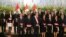 Peru's President Martin Vizcarra and newly appointed ministers pose for a picture during their swearing-in ceremony at the government palace in Lima, Peru, Oct. 3, 2019. 