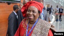 South African diplomat and doctor Nkosazana Dlamini-Zuma arrives at the leaders meeting at the African Union (AU) in Ethiopia's capital Addis Ababa, July 16, 2012.