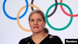 FILE - International Olympic Committee member Kirsty Coventry