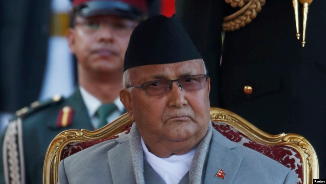 Perdana Menteri Nepal yang baru terpilih Khadga Prasad Sharma Oli, (K.P. Oli) di gedung kepresidenan "Shital Niwas" Kathmandu, Nepal, 15 Februari 2018.