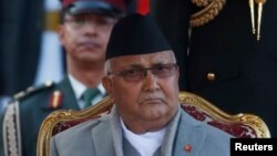 Perdana Menteri Nepal yang baru terpilih Khadga Prasad Sharma Oli, (K.P. Oli) di gedung kepresidenan "Shital Niwas" Kathmandu, Nepal, 15 Februari 2018.