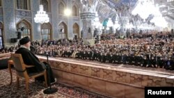 Iran's Supreme Leader Ayatollah Ali Khamenei speaks during a public rally in Mashhad, Iran March 21, 2023. Office of the Iranian Supreme Leader/WANA 