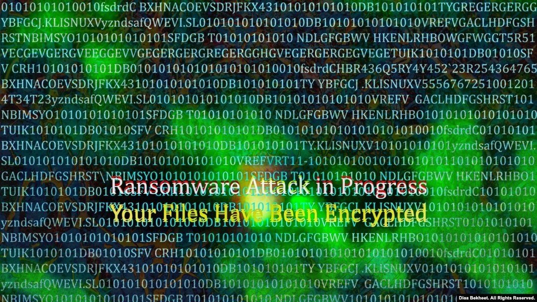 Ilustrasi serangan ransomware. (Grafik: Courtesy/Diaa Bekheet)