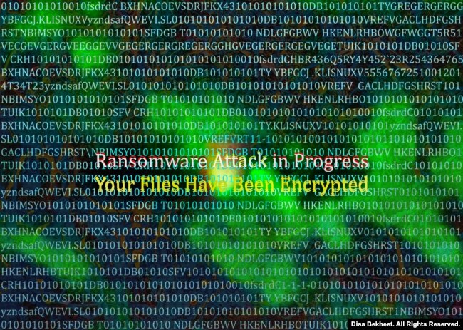 An illustration of a ransomware attack. (Graphics by Diaa Bekheet)