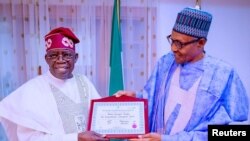 FILE PHOTO: An ayyana Bola Ahmed Tinubu a matsayin wanda ya lashe zaben shugaban kasar Najeriya 