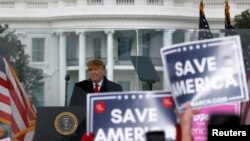 U.S. President Donald Trump holds a rally to contest the certification of the 2020 U.S. presidential election results by the U.S. Congress in Washington, Jan. 6, 2021. 