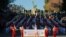 FILE - The Pasadena City College marching band performs at the 131st Rose Parade in Pasadena, Calif., Jan. 1, 2020.