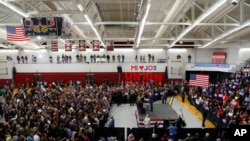 Democratic presidential candidate former Vice President Joe Biden speaks during a campaign rally at Renaissance High School in Detroit, March 9, 2020. 