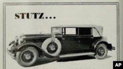 The ad on the left, for a San Francisco auto dealer, touts the merits of the 1929 Stutz, one of the classic cars made in Indiana.