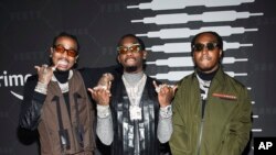 Quavo, Offset, and Takeoff of Migos attend Rihanna's Savage X Fenty show, presented by Amazon Prime, at the Barclays Center in New York, Sept, 10, 2019. 
