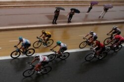 The pack rides during the first stage of the Tour de France cycling race, Aug. 29, 2020.