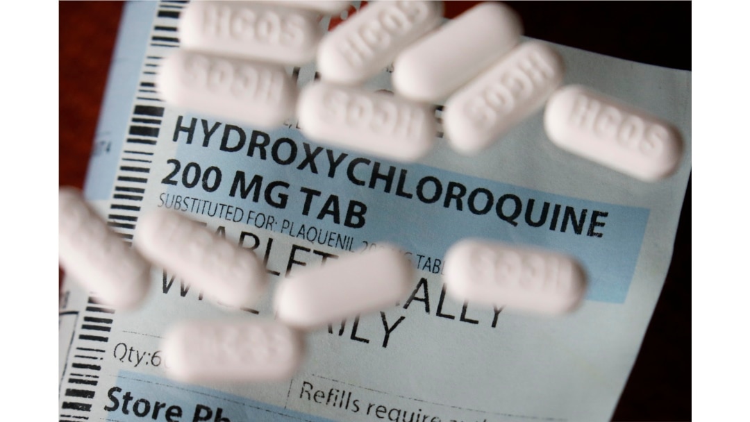 FILE - This April 6, 2020 photo shows an arrangement of Hydroxychloroquine pills in Las Vegas.