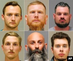 These photos show (from top row left, clockwise) Kaleb Franks, Brandon Caserta, Adam Fox, Ty Garbin, Barry Croft Jr. and Daniel Harris, who are charged with plotting to kidnap Michigan Governor Gretchen Whitmer.