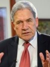 FILE - New Zealand Foreign Minister Winston Peters comments during an interview with The Associated Press in his parliamentary office in the capital, Wellington, Aug. 22, 2024.