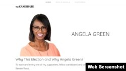 Angela Green, a Green Party candidate for the U.S. Senate from Arizona, is pictured in this screenshot from her campaign website. She was poised to win votes that might have gone to Democrat Krysten Sinema, clearing a path to victory for Republican Martha McSally. But on Nov. 1, 2018, she said she would drop out of the race and endorsed Sinema. 